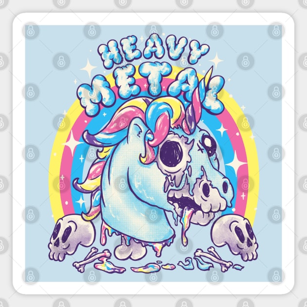 Heavy Metal Unicorn | Funny Cute Dead Unicorn Skull | Ironic Irony Ironical Sarcasm Sarcastic Poke fun Decay Death Putrefaction Zombie Making perfect Gift Present Magnet by anycolordesigns